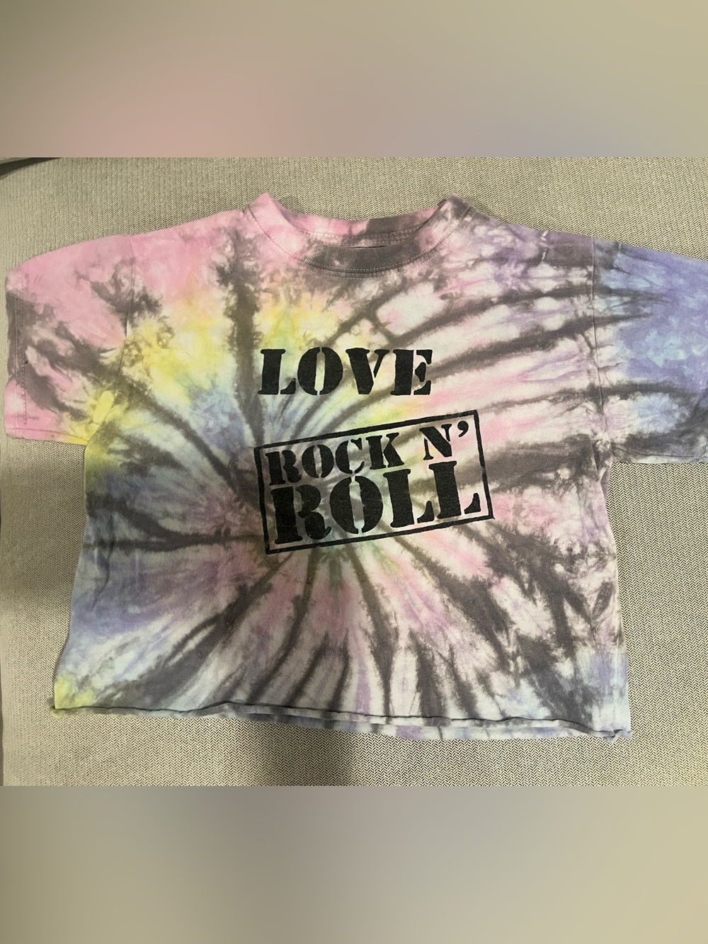 Girl’s Rebel[DE] Planet Tie-Dye 'Love Rock N' Roll' Graphic Tee Size Small
